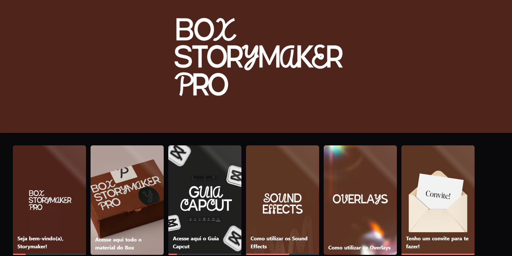 Área de membros do Box Storymaker Pro
